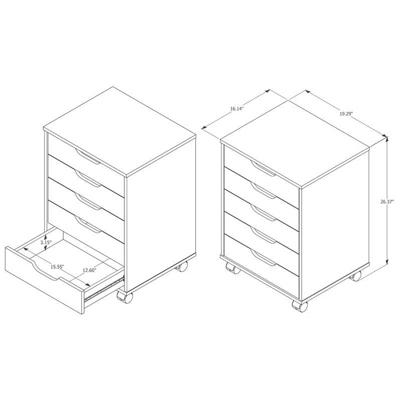 Boahaus Ebadi 5-Drawer Chest (White)