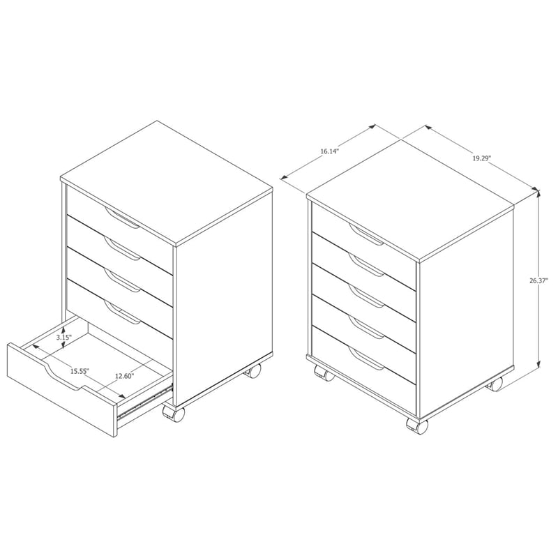 Boahaus Ebadi 5-Drawer Chest (White)