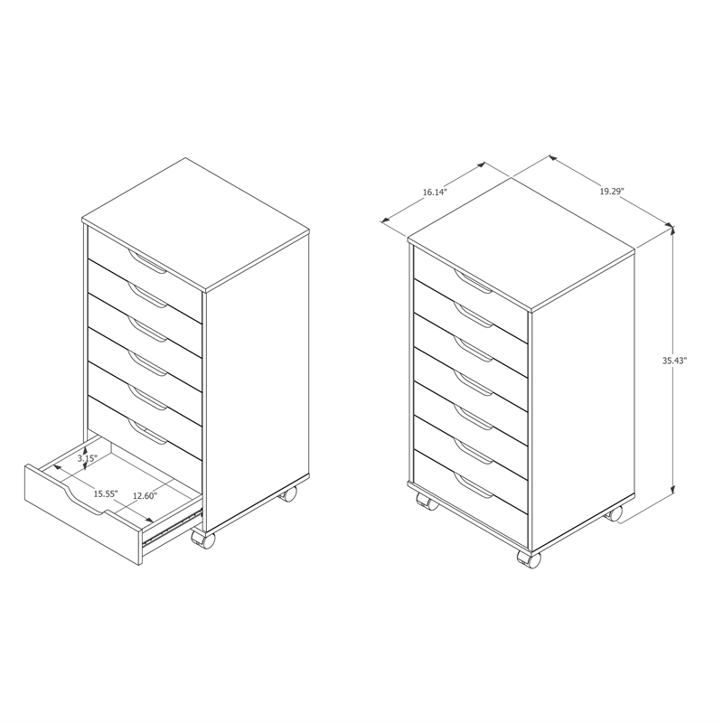 Boahaus Angelique 7-Drawer Chest (White)