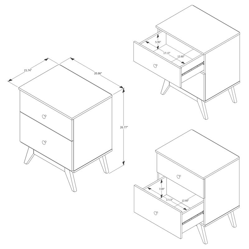 Boahaus Vic Nightstand (White-Brown)