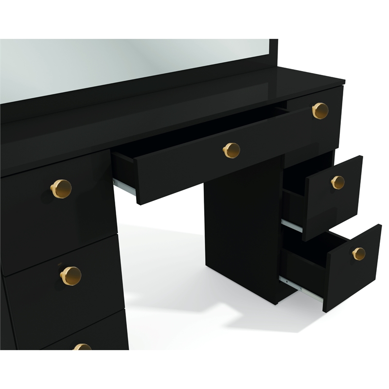 Boahaus Yara Vanity with Light Bulbs (Black)