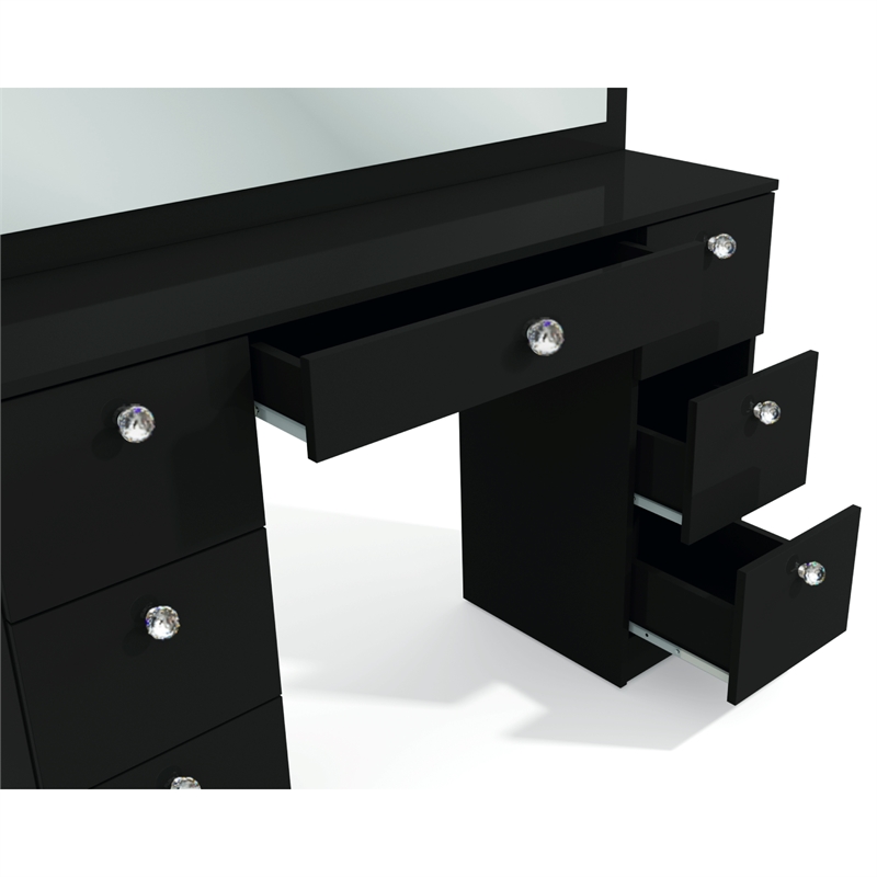 Boahaus Yara Vanity with Light Bulbs (Black)