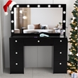 Boahaus Yara Lighted Modern Vanity Table Black Finish for Bedroom