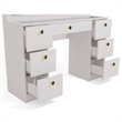 Boahaus Yara White Vanity Table - Built-in Lights - Golden Knobs - for Bedroom