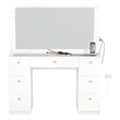 Boahaus Yara White Vanity Table - Built-in Lights - Crystal Ball Knobs