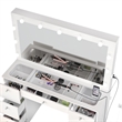 Boahaus Yara White Vanity Table - Built-in Lights - Crystal Ball Knobs