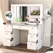 Boahaus Yara Modern Vanity Table - Built-in Lights - White Finish - for Bedroom
