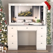 Boahaus Yara Modern Vanity Table - Built-in Lights - White Finish - for Bedroom