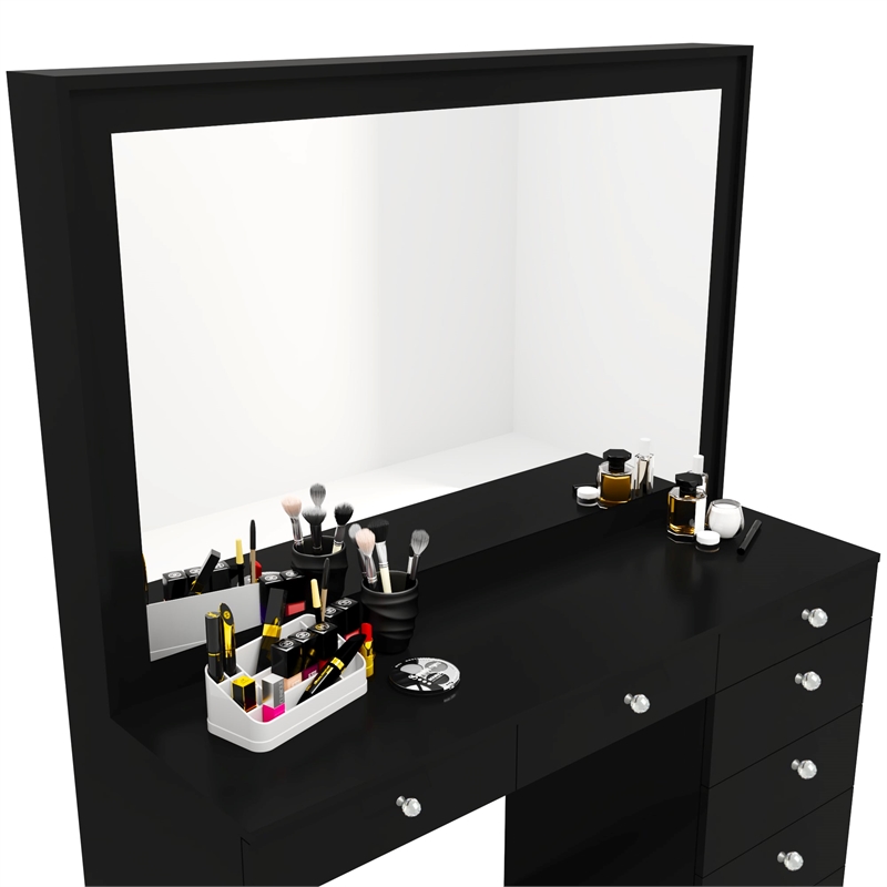 Boahaus Joan Black Dressing Table (Crystal Ball Knobs)
