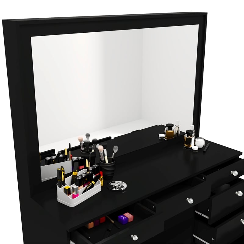 Boahaus Joan Black Dressing Table (Crystal Ball Knobs)