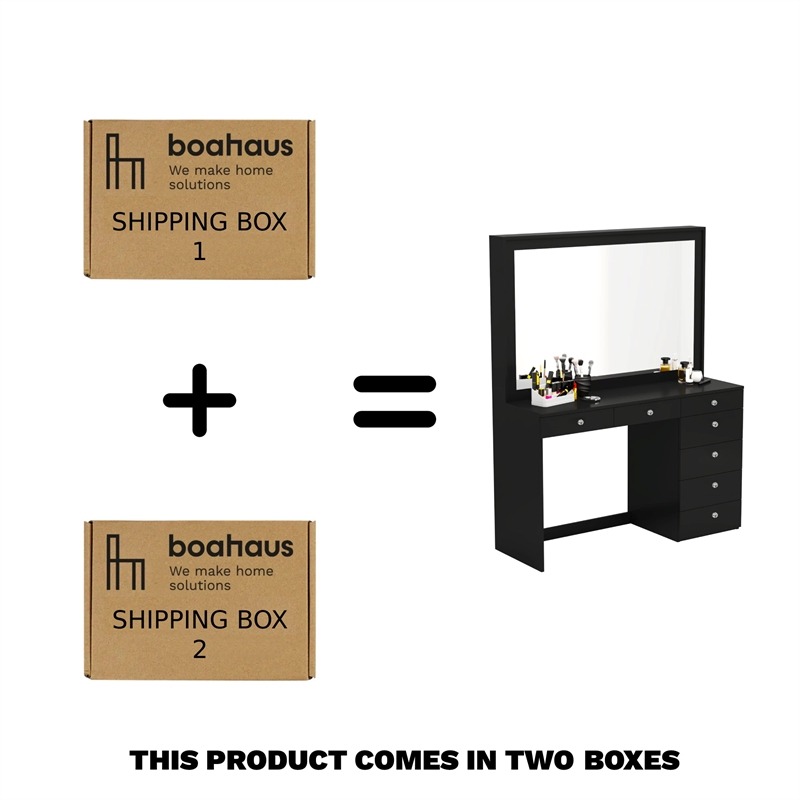 Boahaus Joan Black Dressing Table (Crystal Knobs)