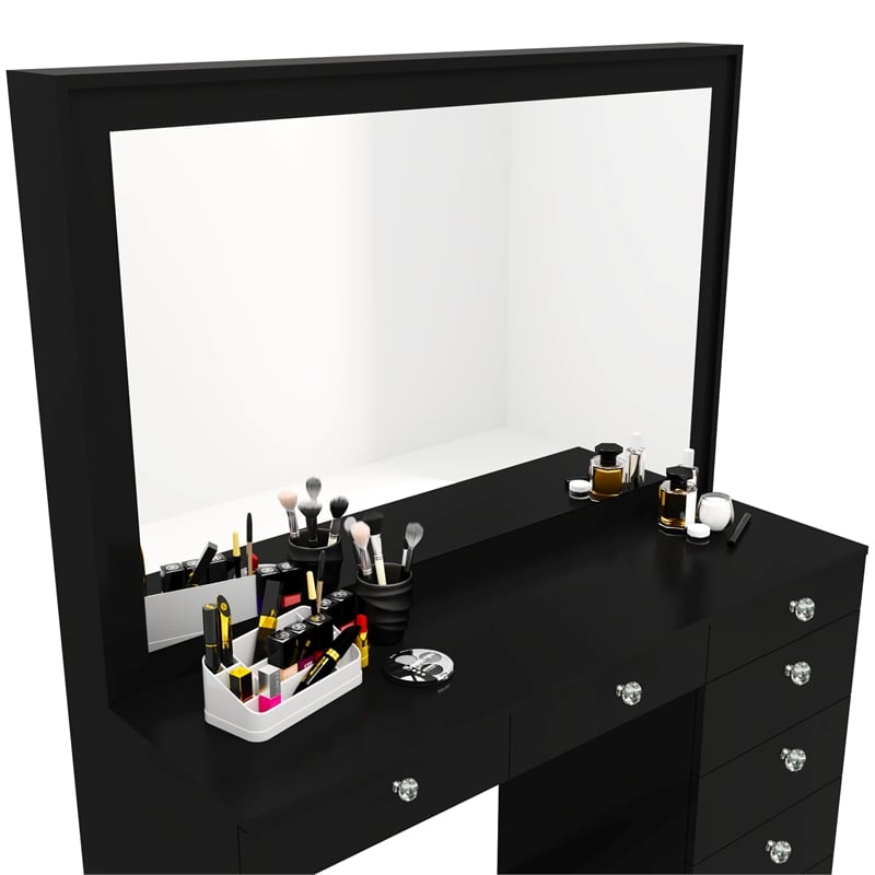 Boahaus Joan Black Dressing Table (Crystal Knobs)