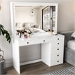 Boahaus Joan White Makeup Vanity Desk (Gold Knobs)