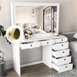 Boahaus Joan White Makeup Vanity Desk (Gold Knobs)