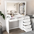 Boahaus Joan White Makeup Vanity Desk (Crystal Ball Knobs)