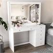 Boahaus Joan White Makeup Vanity Desk (Crystal Knobs)
