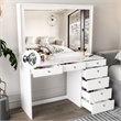 Boahaus Joan White Makeup Vanity Desk (Crystal Knobs)