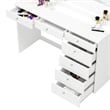 Boahaus Selene White Makeup Vanity Desk with LED Lights (Crystal Ball Knobs)