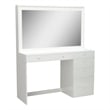 Boahaus Selene White Makeup Vanity Desk with LED Lights (Crystal Ball Knobs)