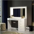 Boahaus Selene White Makeup Vanity Desk with LED Lights (Crystal Knobs)