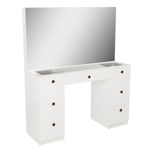 Boahaus Venus White Makeup Vanity Desk (Gold Knobs)