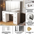 Boahaus Venus White Makeup Vanity Desk (Gold Knobs)