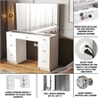 Boahaus Venus White Makeup Vanity Desk (Crystal Ball Knobs)