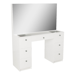 Boahaus Venus White Makeup Vanity Desk (Crystal Knobs)
