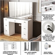 Boahaus Venus White Makeup Vanity Desk (Crystal Knobs)