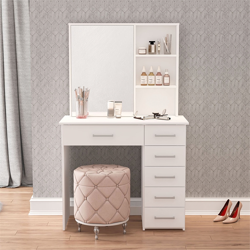 Boahaus Spes Makeup Vanity Table (White)