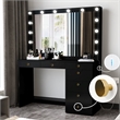 Boahaus Diana Black Makeup Vanity Desk Light Bulbs (Gold Knobs)