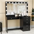 Boahaus Diana Black Makeup Vanity Desk (Crystal Knobs)