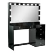 Boahaus Diana Black Makeup Vanity Desk (Crystal Knobs)