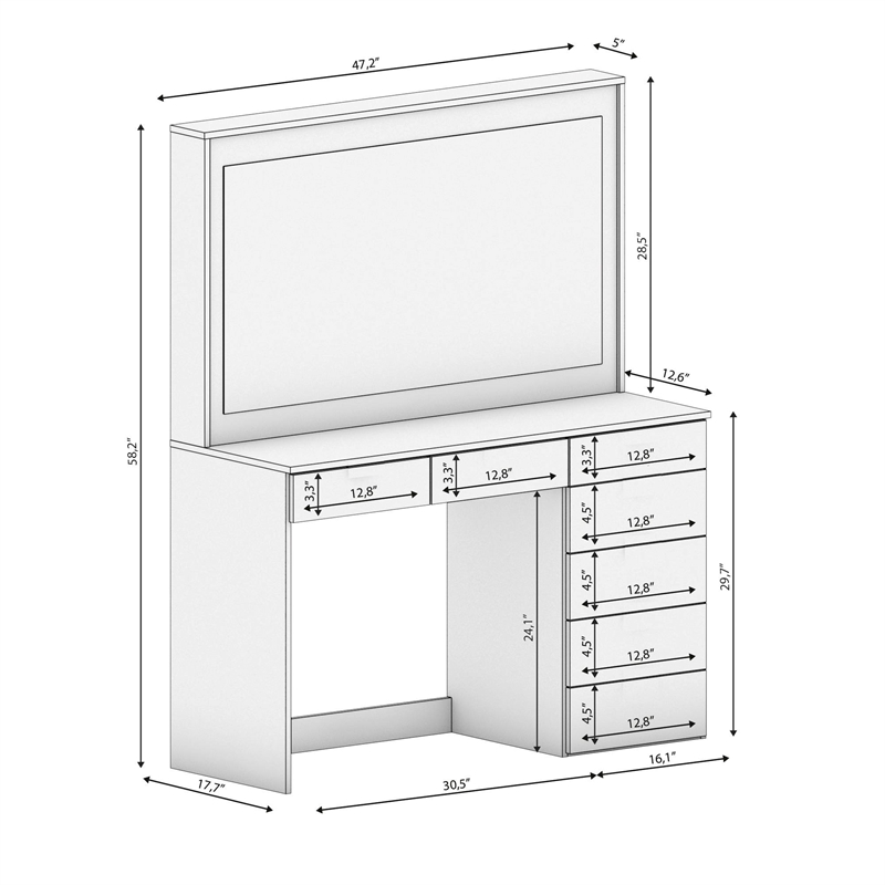 Boahaus Diana White Dressing Table Light Bulbs (Crystal Ball Knobs)