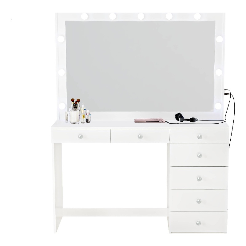 Boahaus Diana White Dressing Table Light Bulbs (Crystal Ball Knobs)