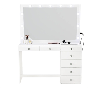 Boahaus Diana White Dressing Table Light Bulbs (Crystal Knobs)