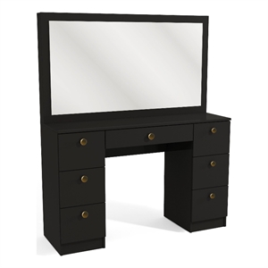 Boahaus Black Artemisia Makeup Vanity Desk (Gold Knobs)