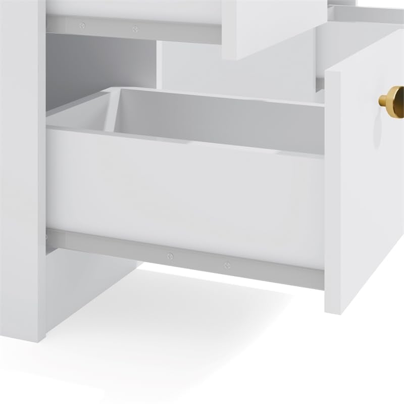 Boahaus White Artemisia Makeup Vanity Desk (Gold Knobs)
