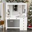 Boahaus Serena White Makeup Vanity (Gold Knobs)