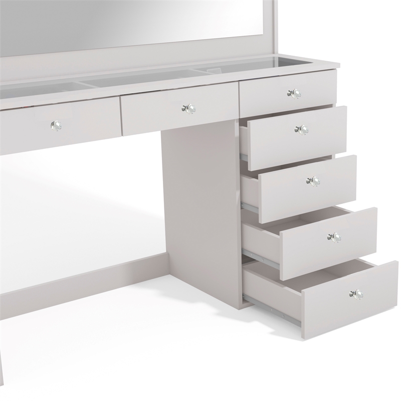 Boahaus Serena White Makeup Vanity (Crystal Ball Knobs)