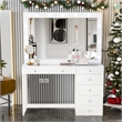 Boahaus Serena White Makeup Vanity (Crystal Ball Knobs)
