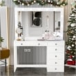 Boahaus Serena White Makeup Vanity (Crystal Knobs)