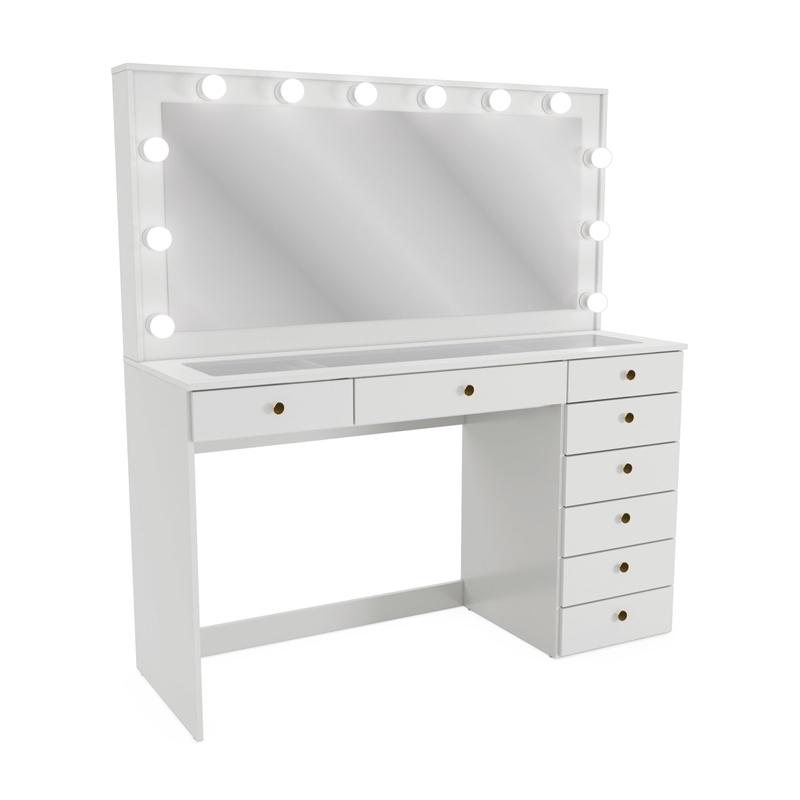 Boahaus Ketevan Makeup Vanity Desk (Golden Knobs)