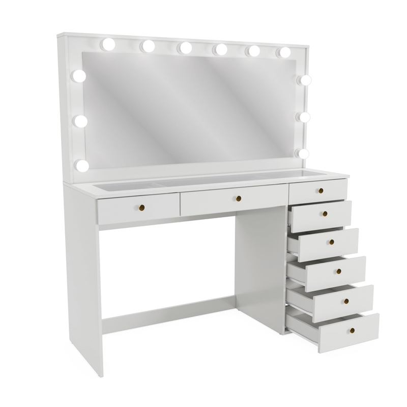 Boahaus Ketevan Makeup Vanity Desk (Golden Knobs)