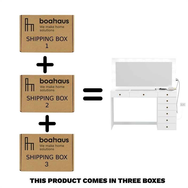 Boahaus Ketevan Makeup Vanity Desk (Golden Knobs)