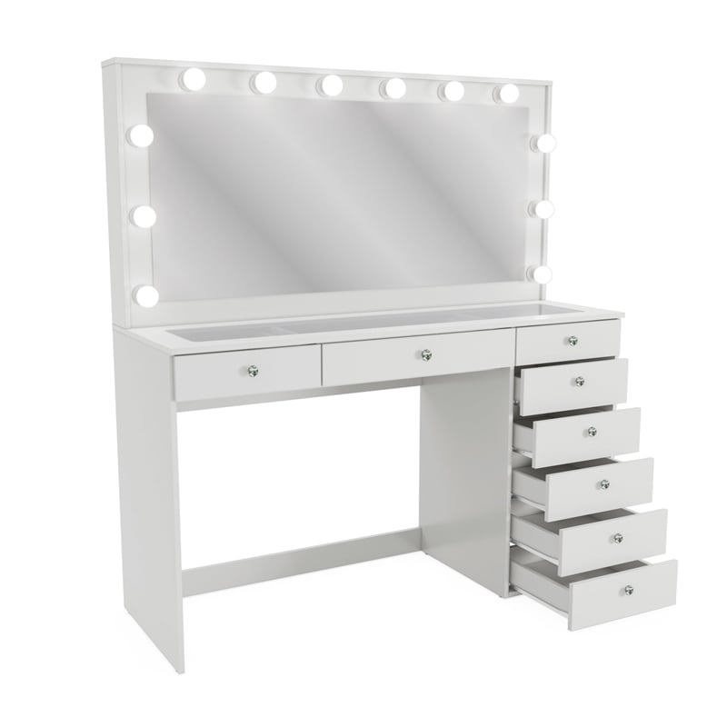 Boahaus Ketevan Makeup Vanity Desk (Crystal Knobs)