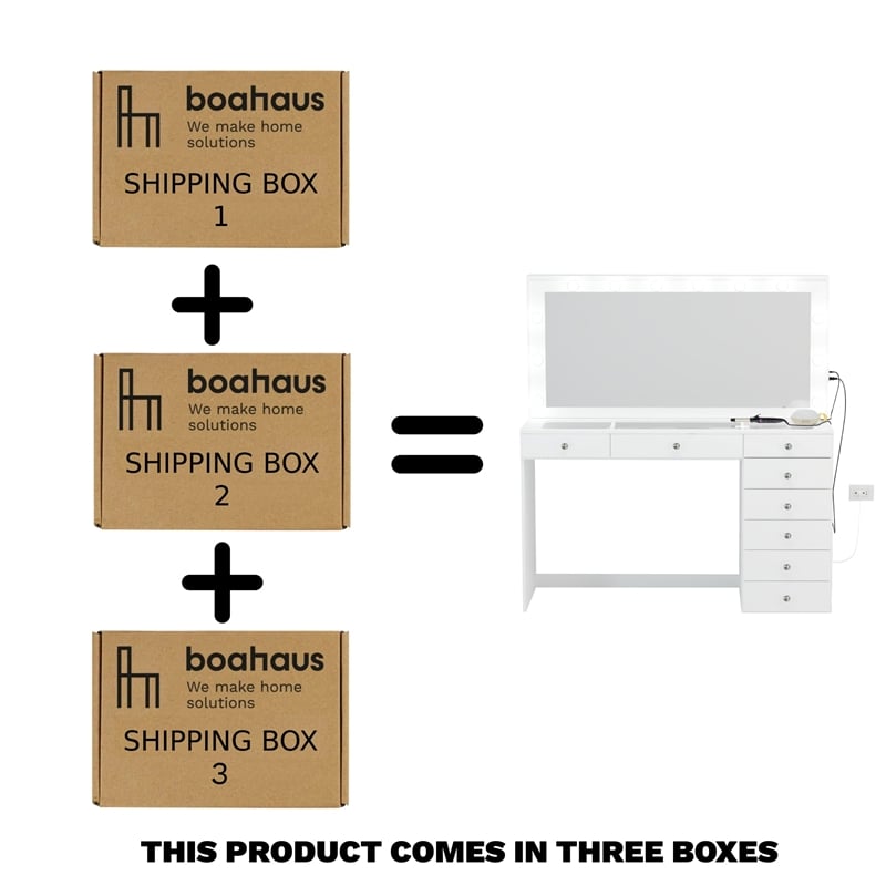 Boahaus Ketevan Makeup Vanity Desk (Crystal Knobs)