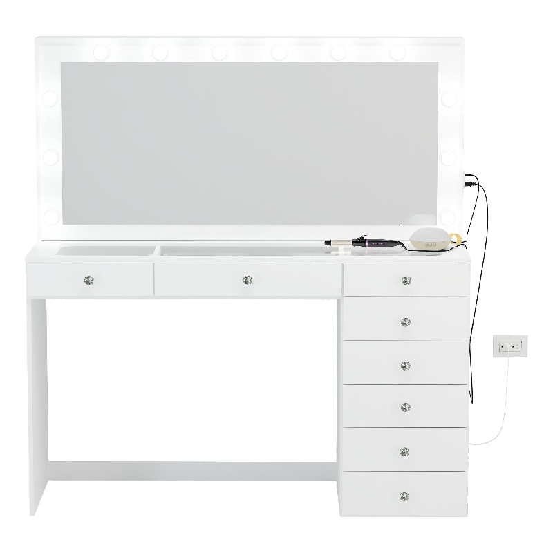 Boahaus Ketevan Makeup Vanity Desk (Crystal Knobs)