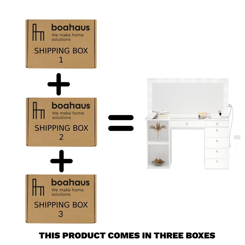 Boahaus Louise Makeup Vanity Desk (Basic Knobs)
