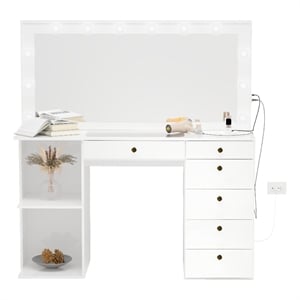 Boahaus Louise Makeup Vanity Desk (Golden Knobs)